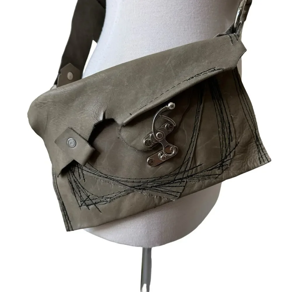 Boutique Mini Leather Crossbody Bag Brown Gray - Picture 2 of 11